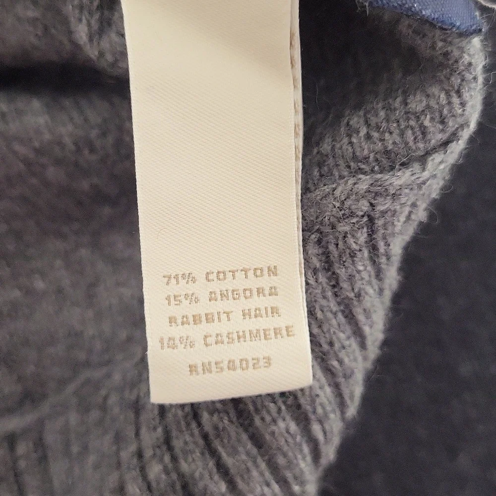 Banana Republic Men M Luxury Angora Cashmere 2 Way Zip Sweater Jacket Grey Black